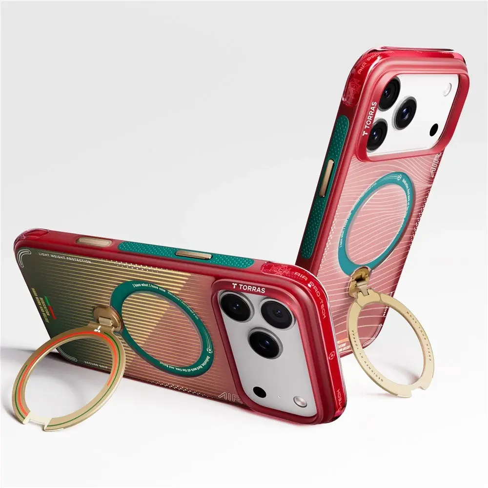 TORRAS World Cup iPhone 17 Pro Max Hoesje MagSafe 360° Kickstand Rood Groen afbeelding 4