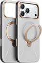 TORRAS Q Pro Leather iPhone 17 Pro Hoesje MagSafe 360° Kickstand Grijs