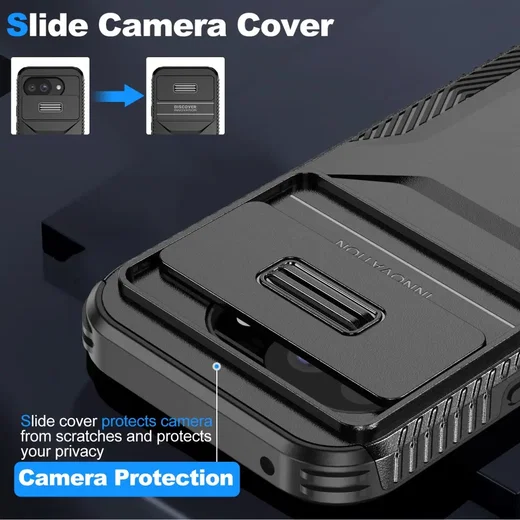 Google Pixel 10a Hoesje Camera Slider Back Cover Schokbestendig Zwart afbeelding 4