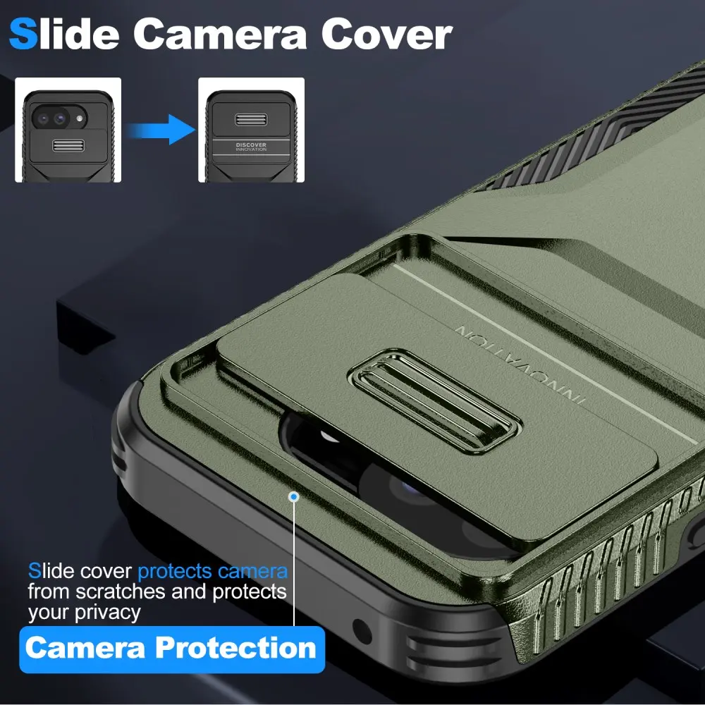 Google Pixel 10a Hoesje Camera Slider Back Cover Schokbestendig Groen afbeelding 4