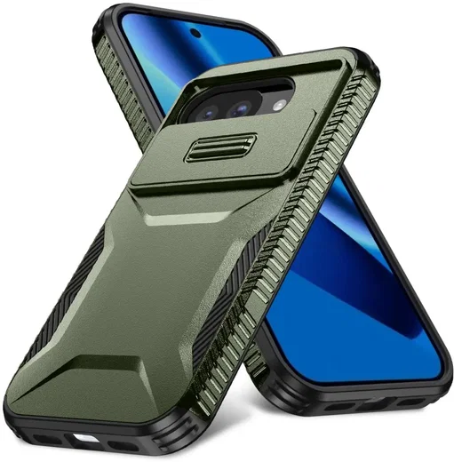 Google Pixel 10a Hoesje Camera Slider Back Cover Schokbestendig Groen afbeelding 2
