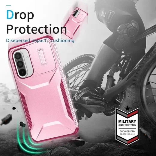 Samsung Galaxy A37 Hoesje Camera Slider Back Cover Schokbestendig Roze afbeelding 2