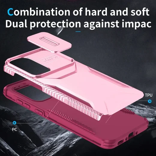 Samsung Galaxy A37 Hoesje Camera Slider Back Cover Schokbestendig Roze afbeelding 4
