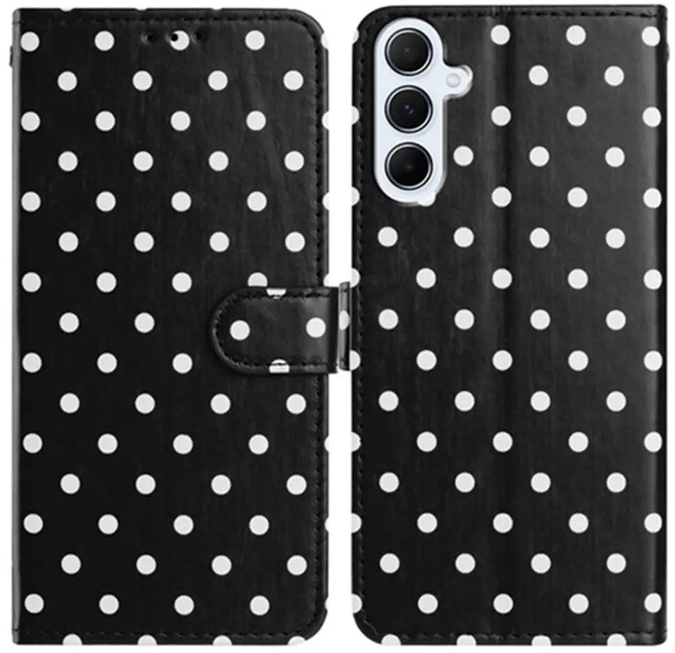 Samsung Galaxy A37 Hoesje Portemonnee Book Case Polka Dot Zwart afbeelding 1