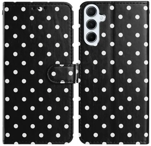 Samsung Galaxy A37 Hoesje Portemonnee Book Case Polka Dot Zwart afbeelding 1
