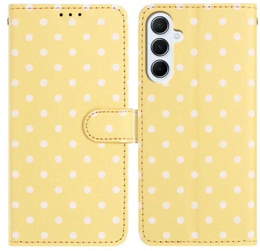 Samsung Galaxy A37 Hoesje Portemonnee Book Case Polka Dot Geel afbeelding 1