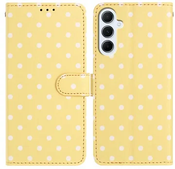 Samsung Galaxy A37 Hoesje Portemonnee Book Case Polka Dot Geel