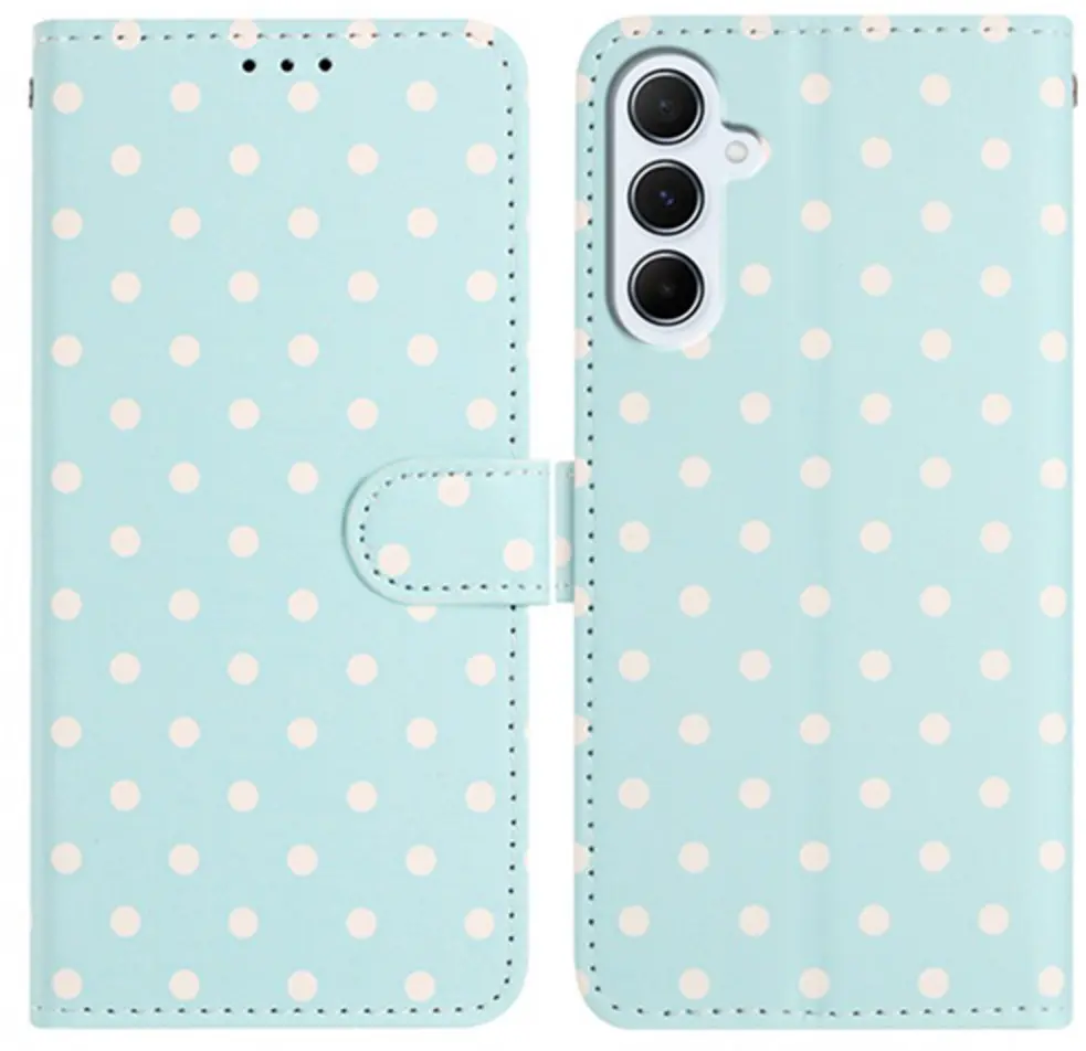 Samsung Galaxy A37 Hoesje Portemonnee Book Case Polka Dot Blauw afbeelding 1
