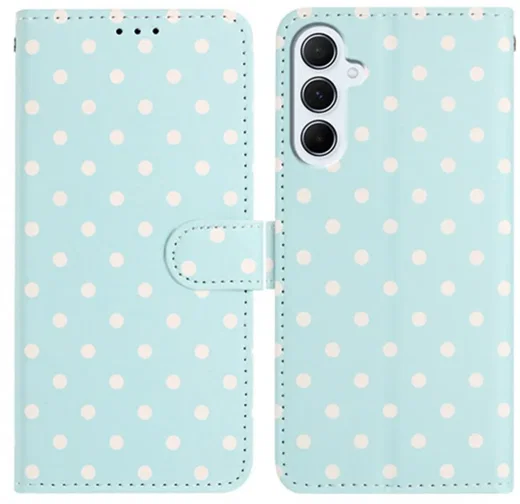 Samsung Galaxy A37 Hoesje Portemonnee Book Case Polka Dot Blauw afbeelding 1