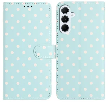 Samsung Galaxy A37 Hoesje Portemonnee Book Case Polka Dot Blauw