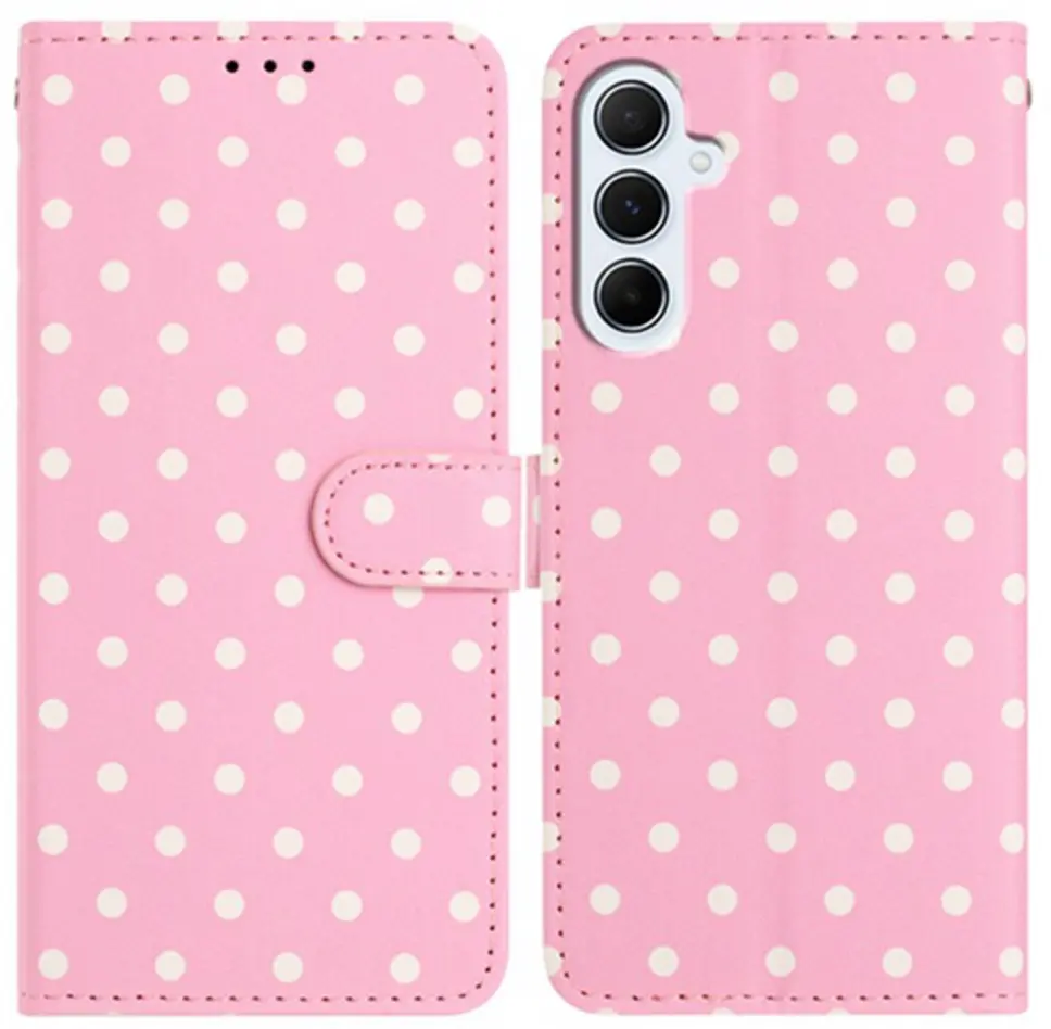 Samsung Galaxy A37 Hoesje Portemonnee Book Case Polka Dot Roze afbeelding 1