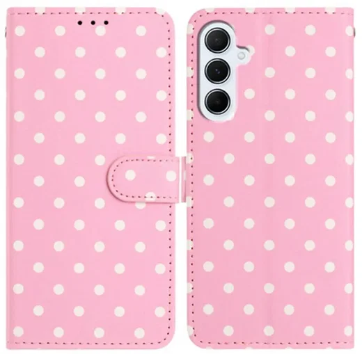 Samsung Galaxy A37 Hoesje Portemonnee Book Case Polka Dot Roze afbeelding 1