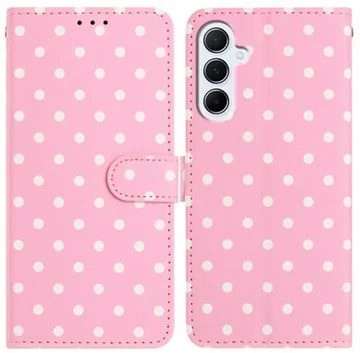 Samsung Galaxy A37 Hoesje Portemonnee Book Case Polka Dot Roze