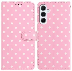 Samsung Galaxy A37 Hoesje Portemonnee Book Case Polka Dot Roze afbeelding