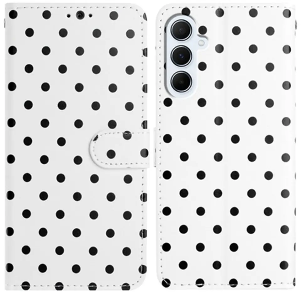 Samsung Galaxy A37 Hoesje Portemonnee Book Case Polka Dot Wit afbeelding 1