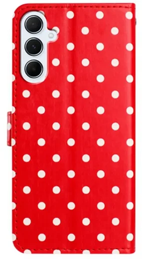 Samsung Galaxy A37 Hoesje Portemonnee Book Case Polka Dot Rood afbeelding 4