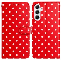 Samsung Galaxy A37 Hoesje Portemonnee Book Case Polka Dot Rood afbeelding