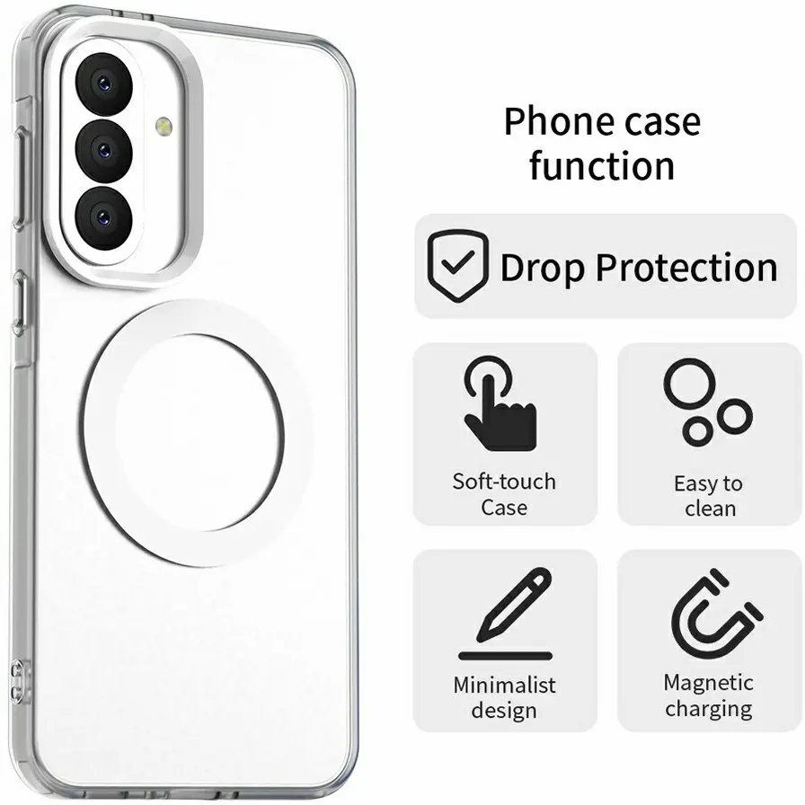 Samsung Galaxy A37 Hoesje MagSafe Backcover Semi-Transparant & Wit afbeelding 2