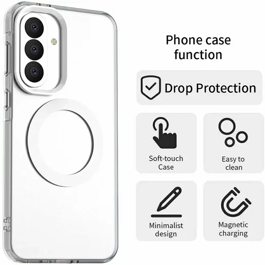 Samsung Galaxy A37 Hoesje MagSafe Backcover Semi-Transparant & Wit afbeelding 2