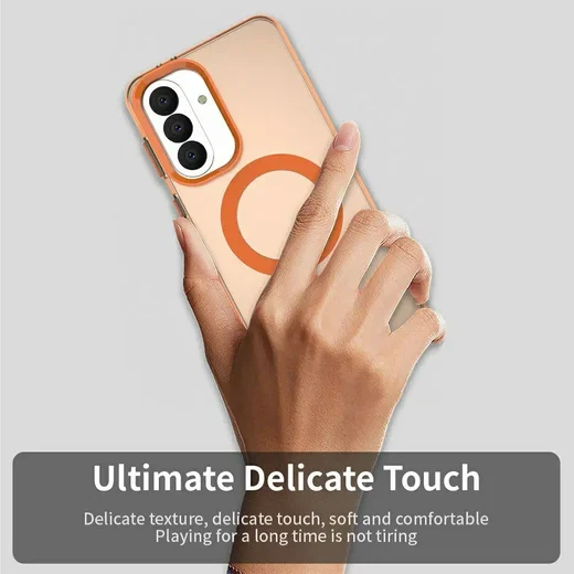 Samsung Galaxy A37 Hoesje MagSafe Backcover Semi-Transparant & Oranje afbeelding 9