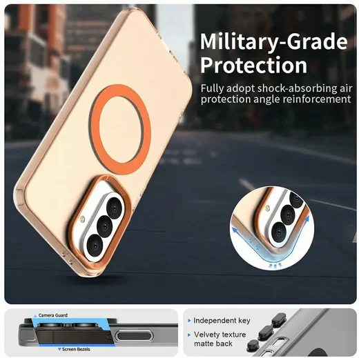 Samsung Galaxy A37 Hoesje MagSafe Backcover Semi-Transparant & Oranje afbeelding 6