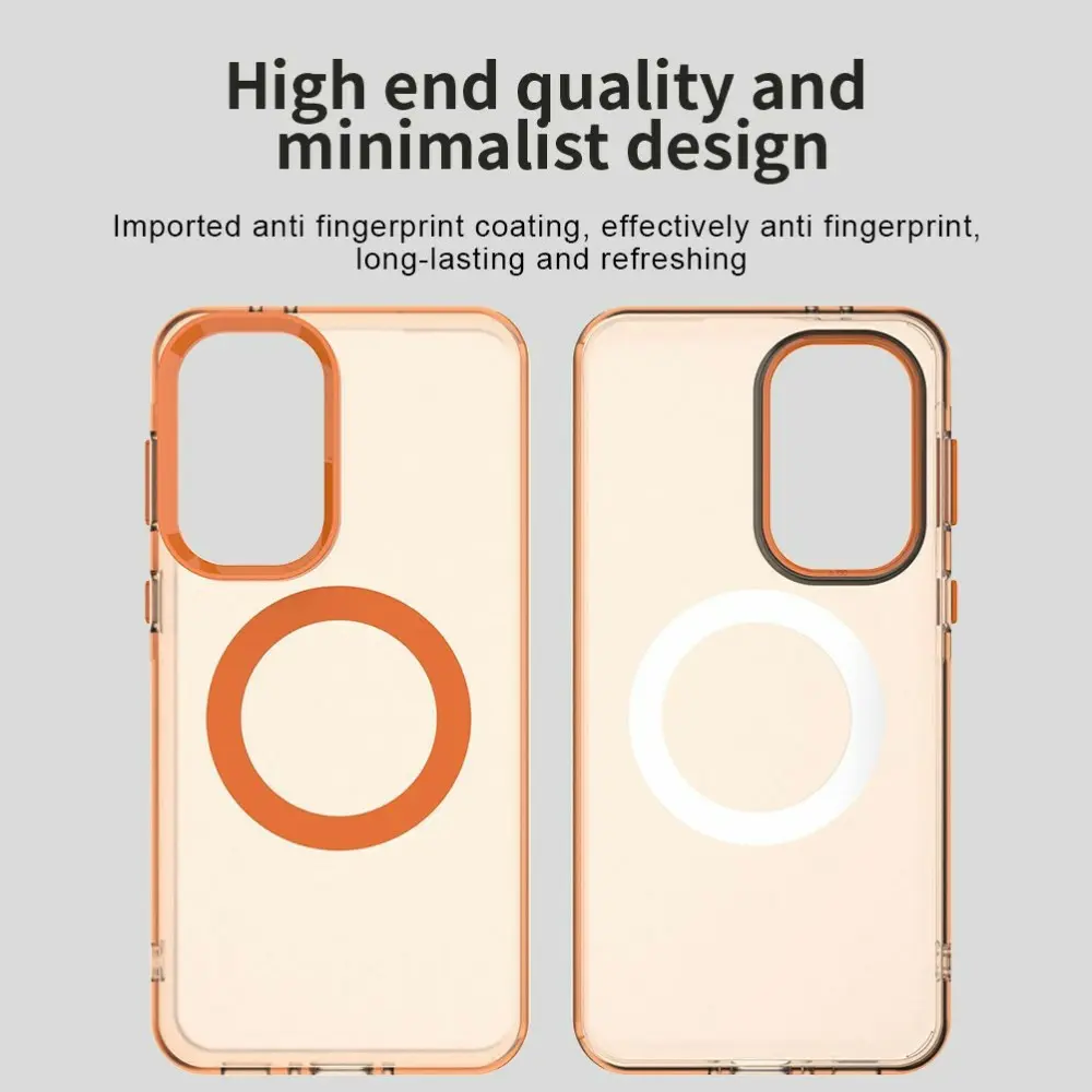 Samsung Galaxy A37 Hoesje MagSafe Backcover Semi-Transparant & Oranje afbeelding 7