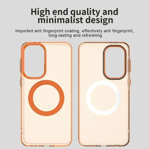 Samsung Galaxy A37 Hoesje MagSafe Backcover Semi-Transparant & Oranje afbeelding 7