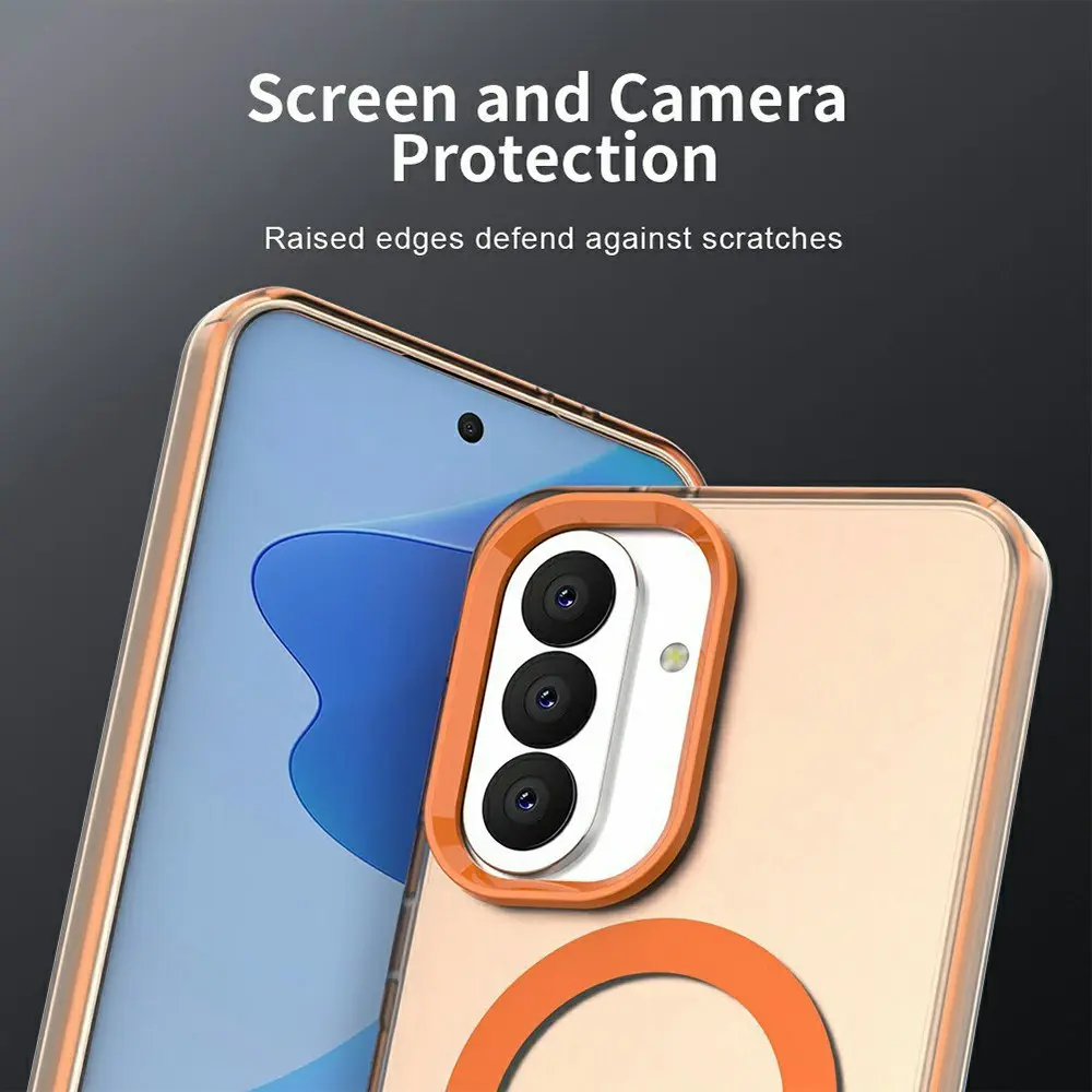 Samsung Galaxy A37 Hoesje MagSafe Backcover Semi-Transparant & Oranje afbeelding 8