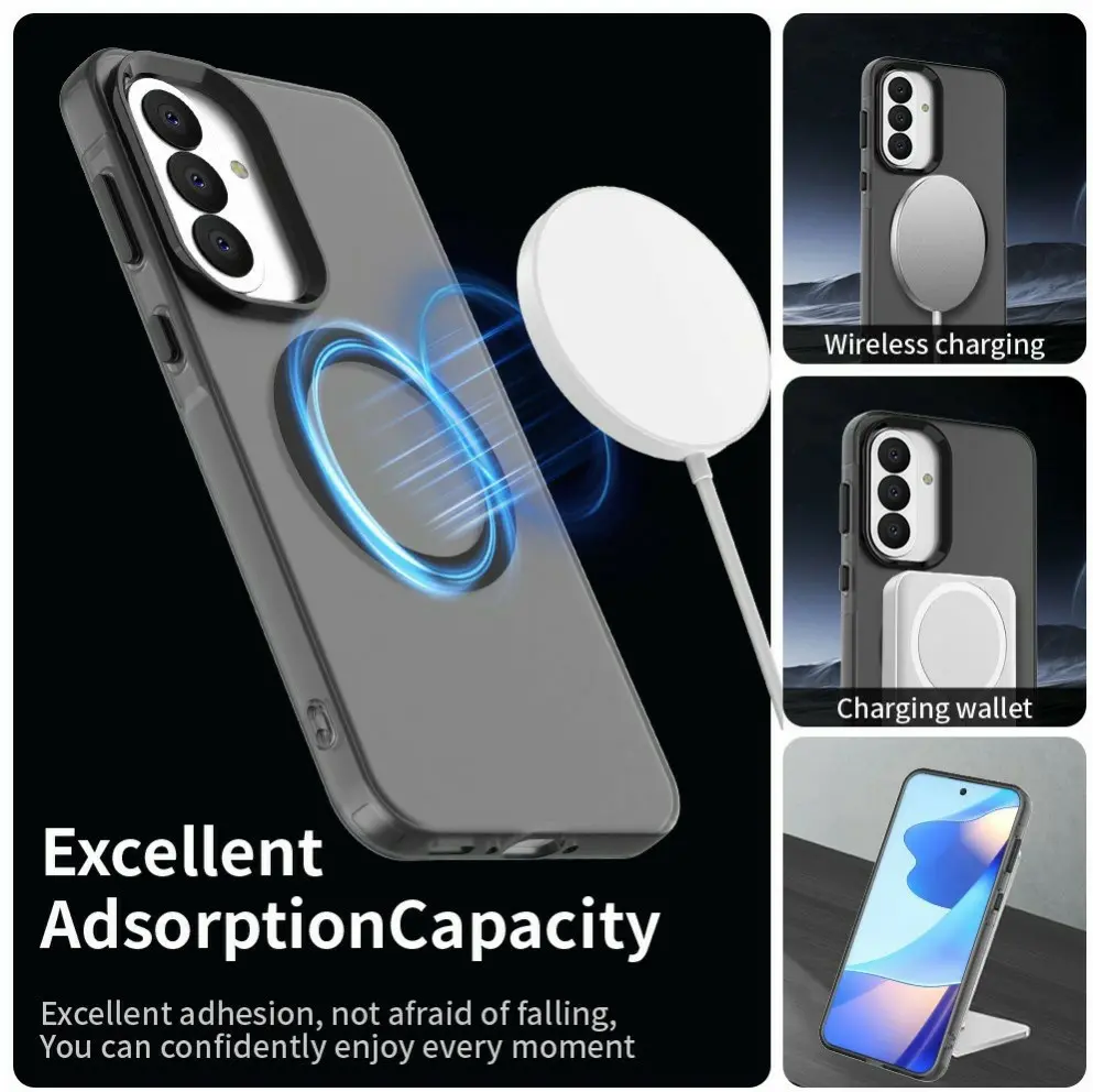 Samsung Galaxy A37 Hoesje MagSafe Backcover Semi-Transparant & Zwart afbeelding 4