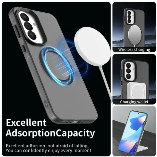 Samsung Galaxy A37 Hoesje MagSafe Backcover Semi-Transparant & Zwart afbeelding 4