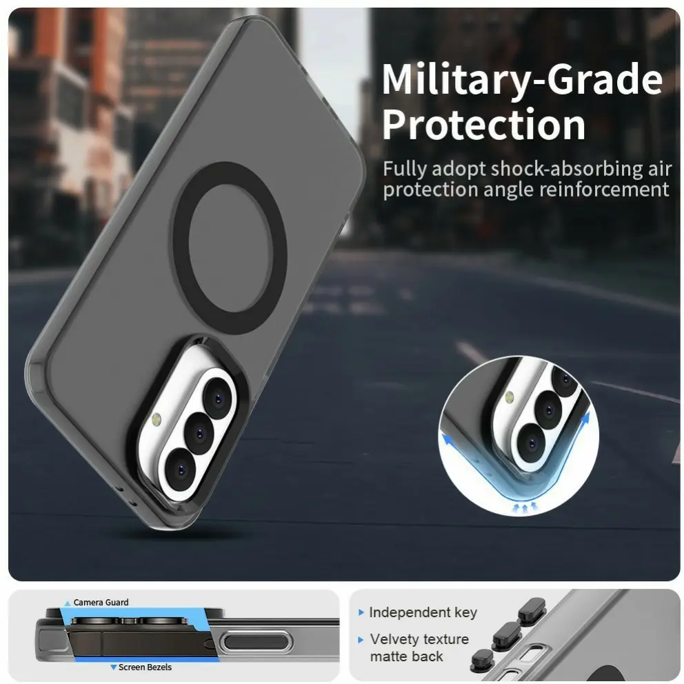 Samsung Galaxy A37 Hoesje MagSafe Backcover Semi-Transparant & Zwart afbeelding 6
