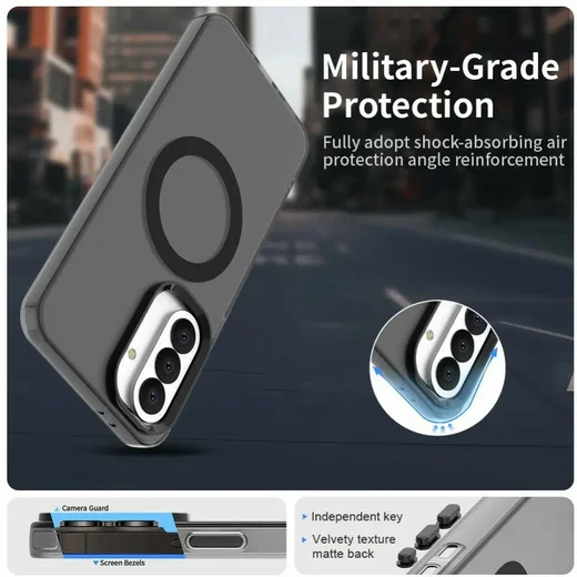 Samsung Galaxy A37 Hoesje MagSafe Backcover Semi-Transparant & Zwart afbeelding 6