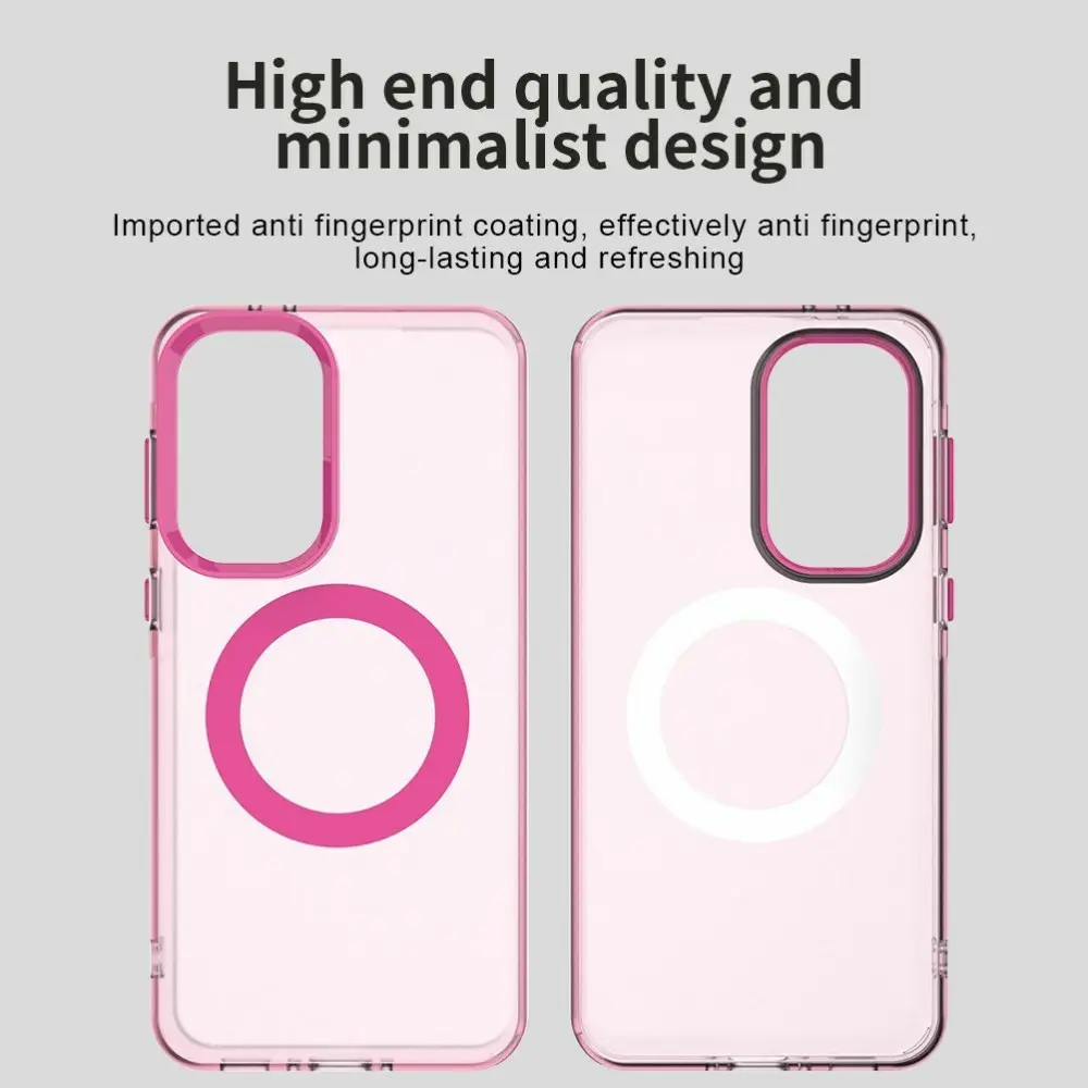 Samsung Galaxy A37 Hoesje MagSafe Backcover Semi-Transparant & Roze afbeelding 7