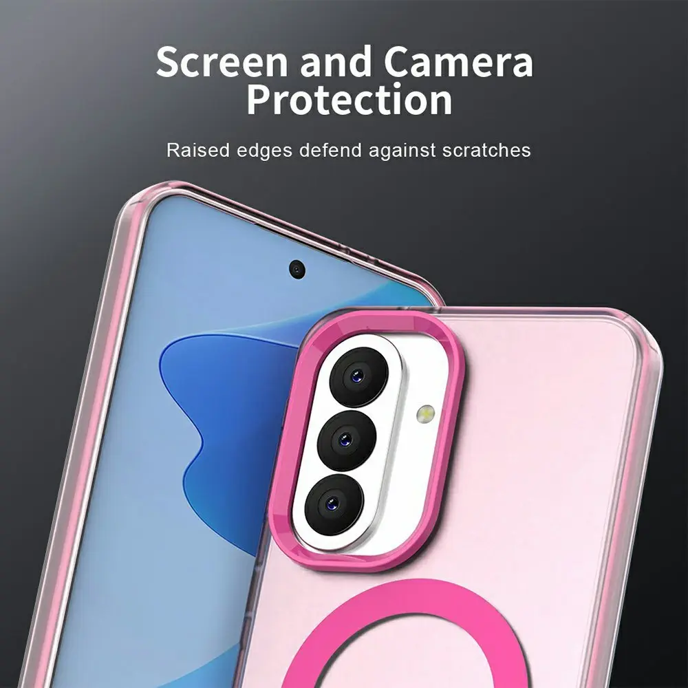 Samsung Galaxy A37 Hoesje MagSafe Backcover Semi-Transparant & Roze afbeelding 8