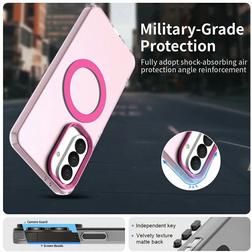 Samsung Galaxy A37 Hoesje MagSafe Backcover Semi-Transparant & Roze afbeelding 6