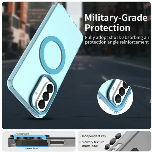 Samsung Galaxy A37 Hoesje MagSafe Backcover Semi-Transparant & Blauw afbeelding 6