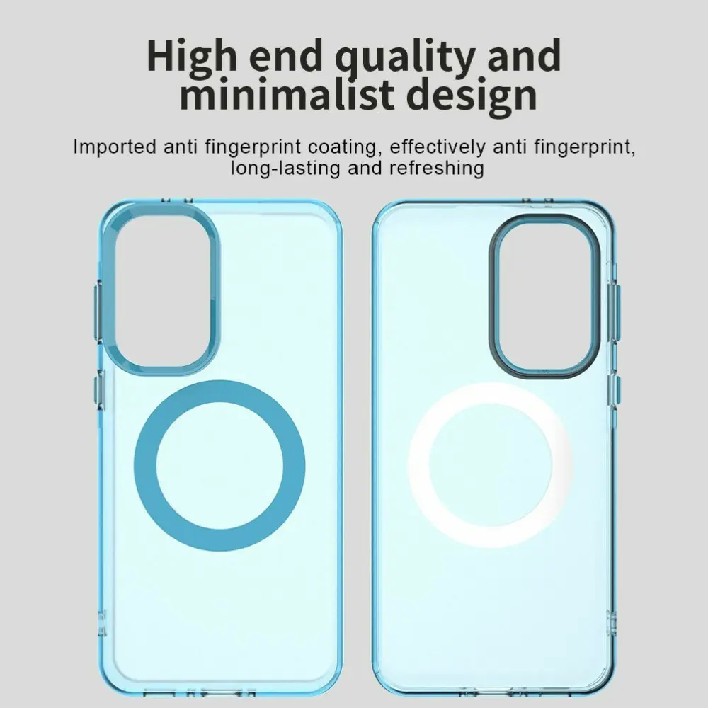 Samsung Galaxy A37 Hoesje MagSafe Backcover Semi-Transparant & Blauw afbeelding 7