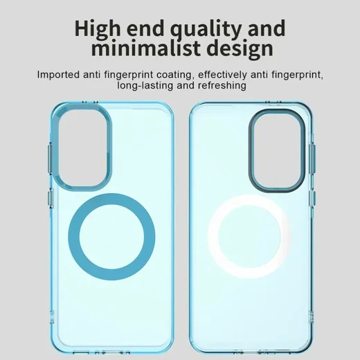Samsung Galaxy A37 Hoesje MagSafe Backcover Semi-Transparant & Blauw afbeelding 7