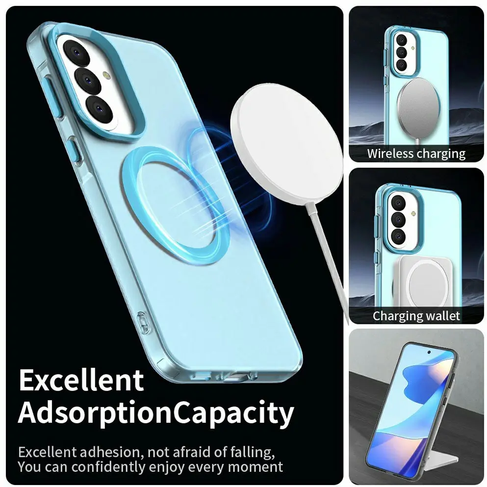 Samsung Galaxy A37 Hoesje MagSafe Backcover Semi-Transparant & Blauw afbeelding 4