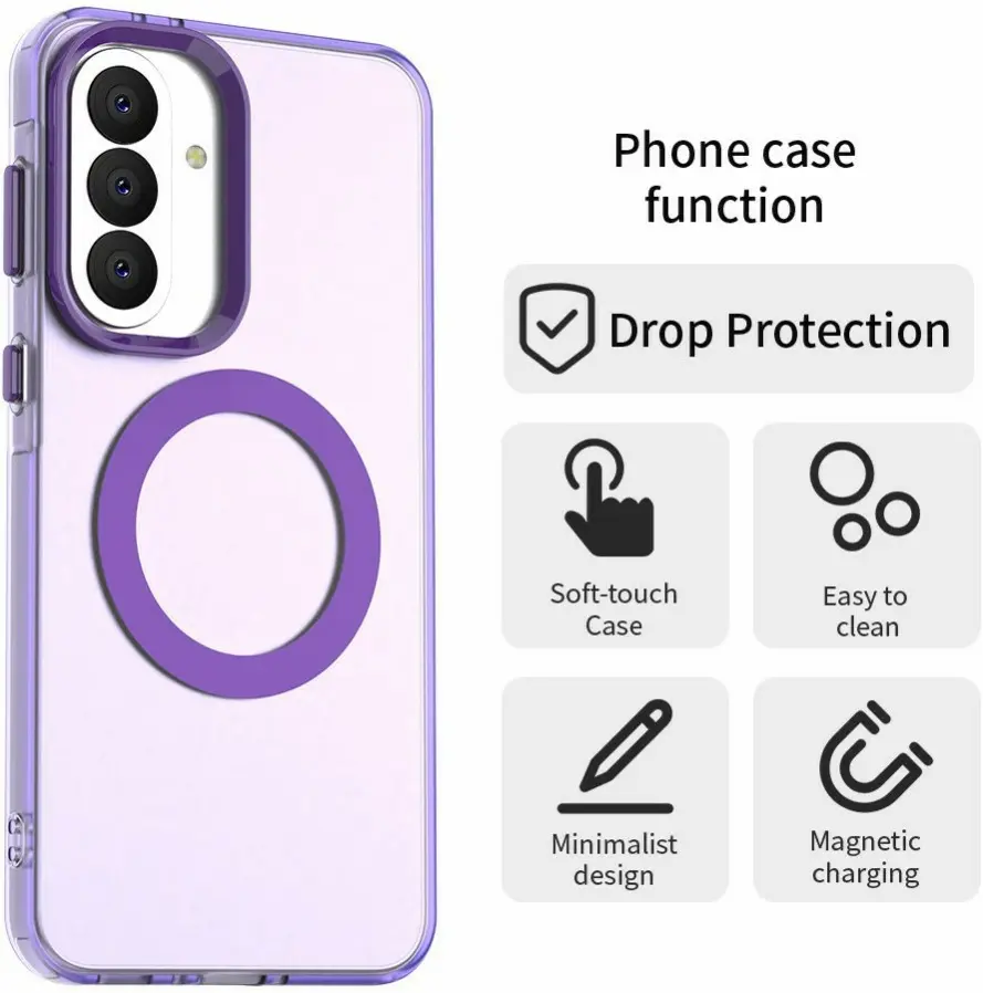 Samsung Galaxy A37 Hoesje MagSafe Backcover Semi-Transparant & Paars afbeelding 2