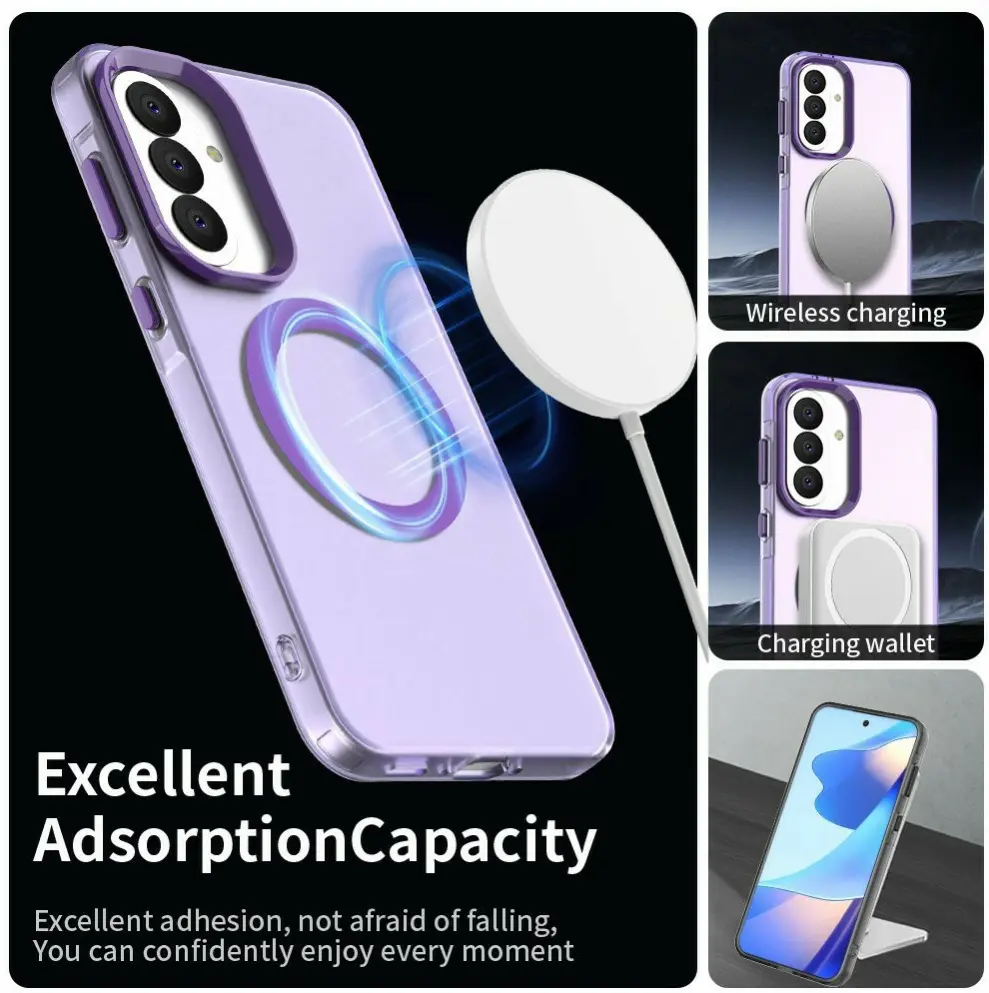 Samsung Galaxy A37 Hoesje MagSafe Backcover Semi-Transparant & Paars afbeelding 4