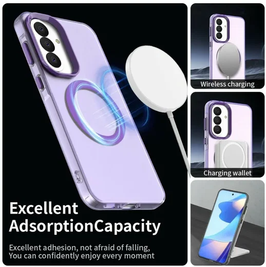 Samsung Galaxy A37 Hoesje MagSafe Backcover Semi-Transparant & Paars afbeelding 4