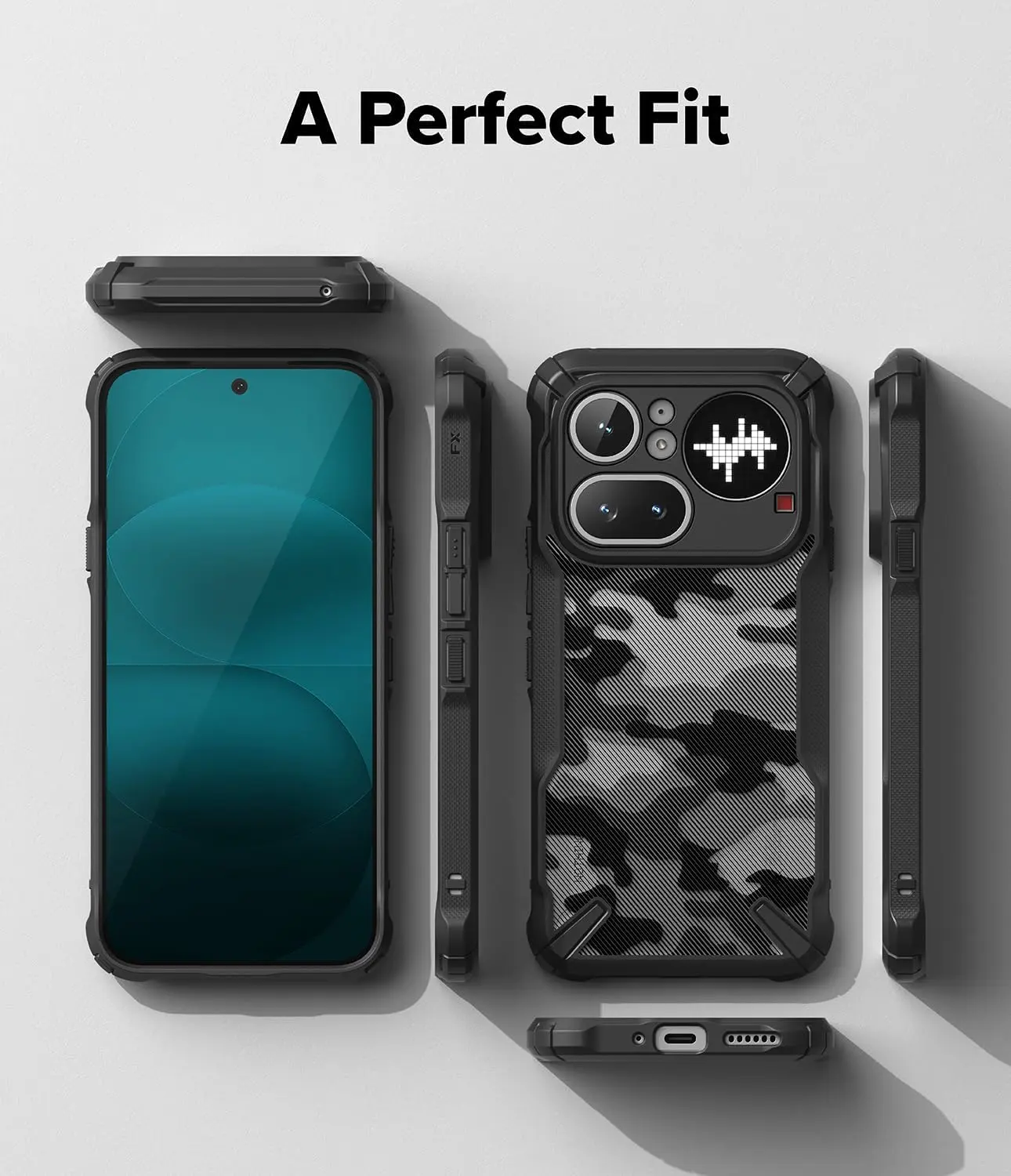 Ringke Fusion X Nothing Phone (4a) Hoesje Back Cover Camo Zwart afbeelding 2