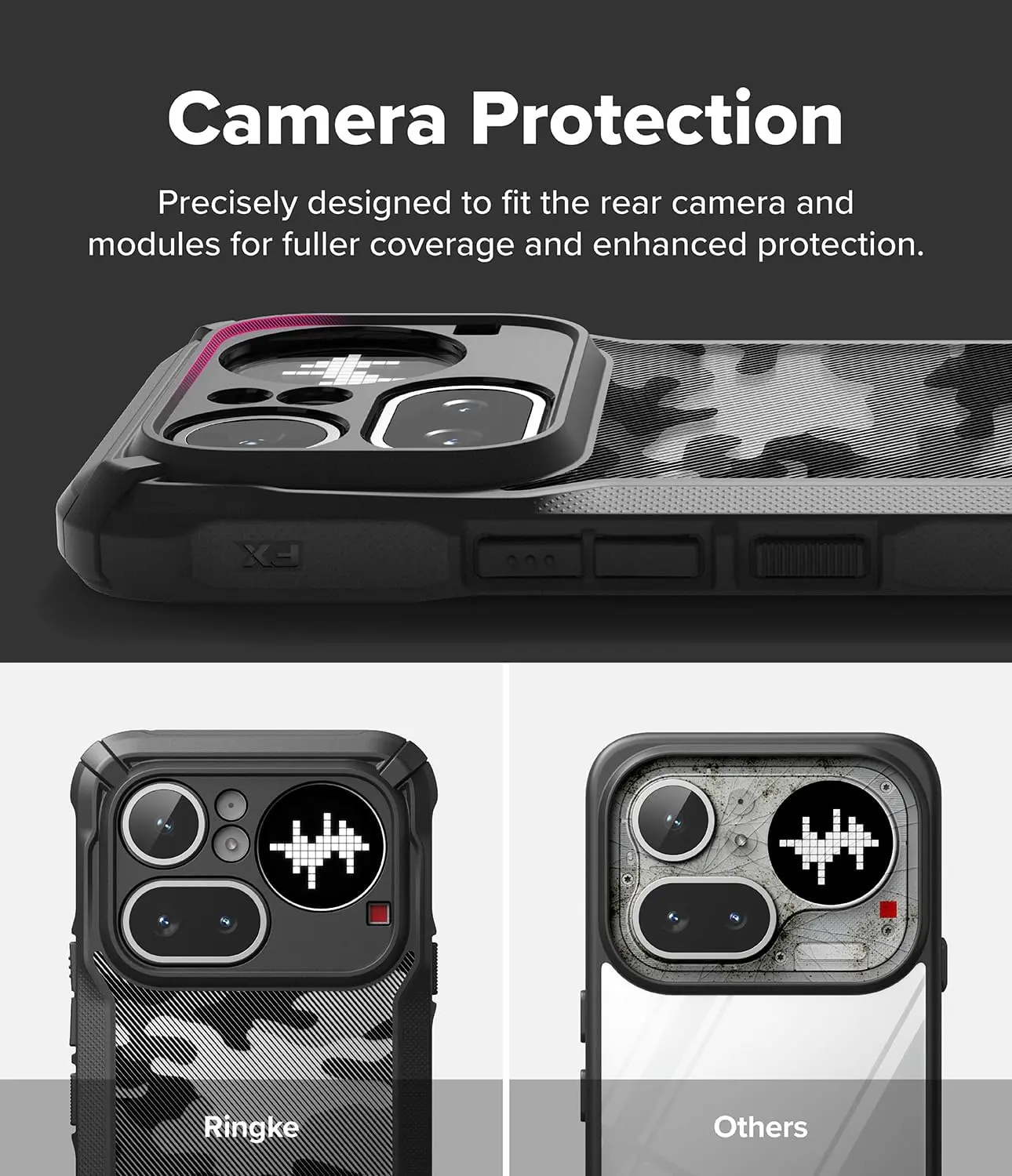 Ringke Fusion X Nothing Phone (4a) Hoesje Back Cover Camo Zwart afbeelding 4