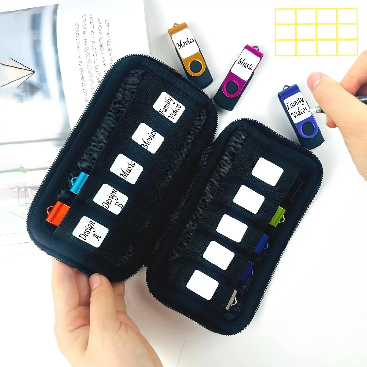 SBG USB-Stick Organizer Tas / Pouch met Ritssluiting voor 10 USB-Sticks Zwart afbeelding 8