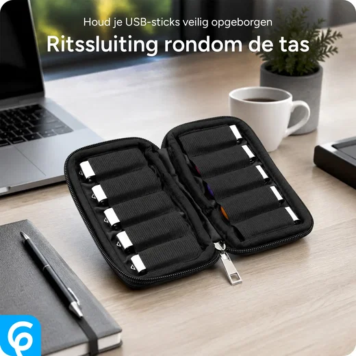 SBG USB-Stick Organizer Tas / Pouch met Ritssluiting voor 10 USB-Sticks Zwart afbeelding 2