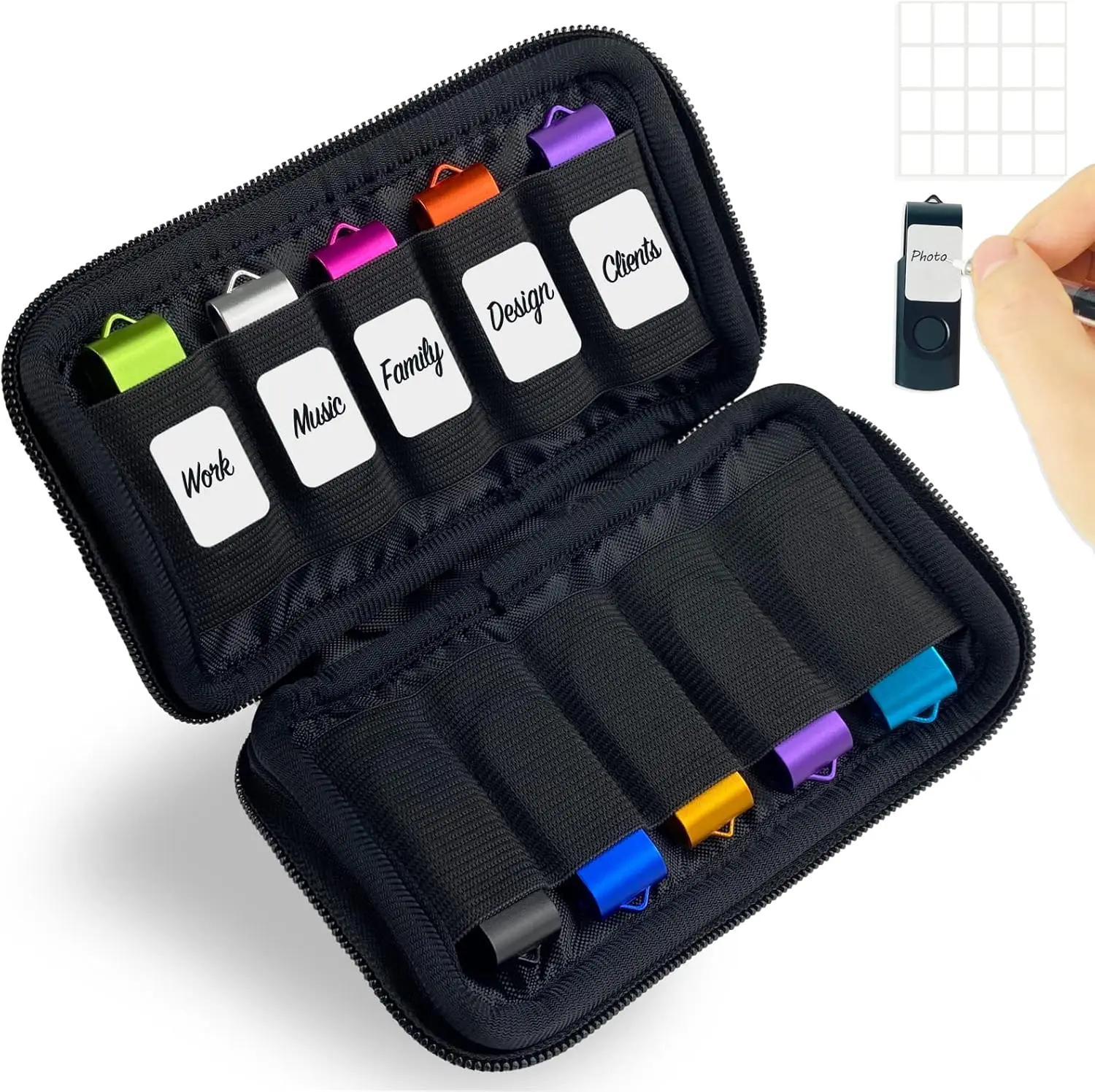 SBG USB-Stick Organizer Tas / Pouch met Ritssluiting voor 10 USB-Sticks Zwart afbeelding 1