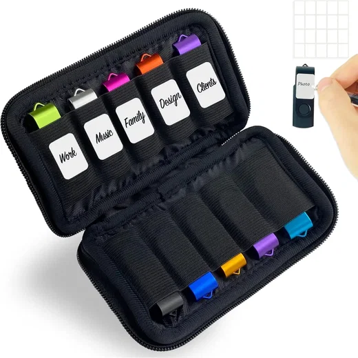 SBG USB-Stick Organizer Tas / Pouch met Ritssluiting voor 10 USB-Sticks Zwart afbeelding 1