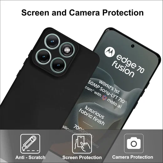 Motorola Edge 70 Fusion Hoesje Dun TPU Back Cover Matte Zwart afbeelding 8