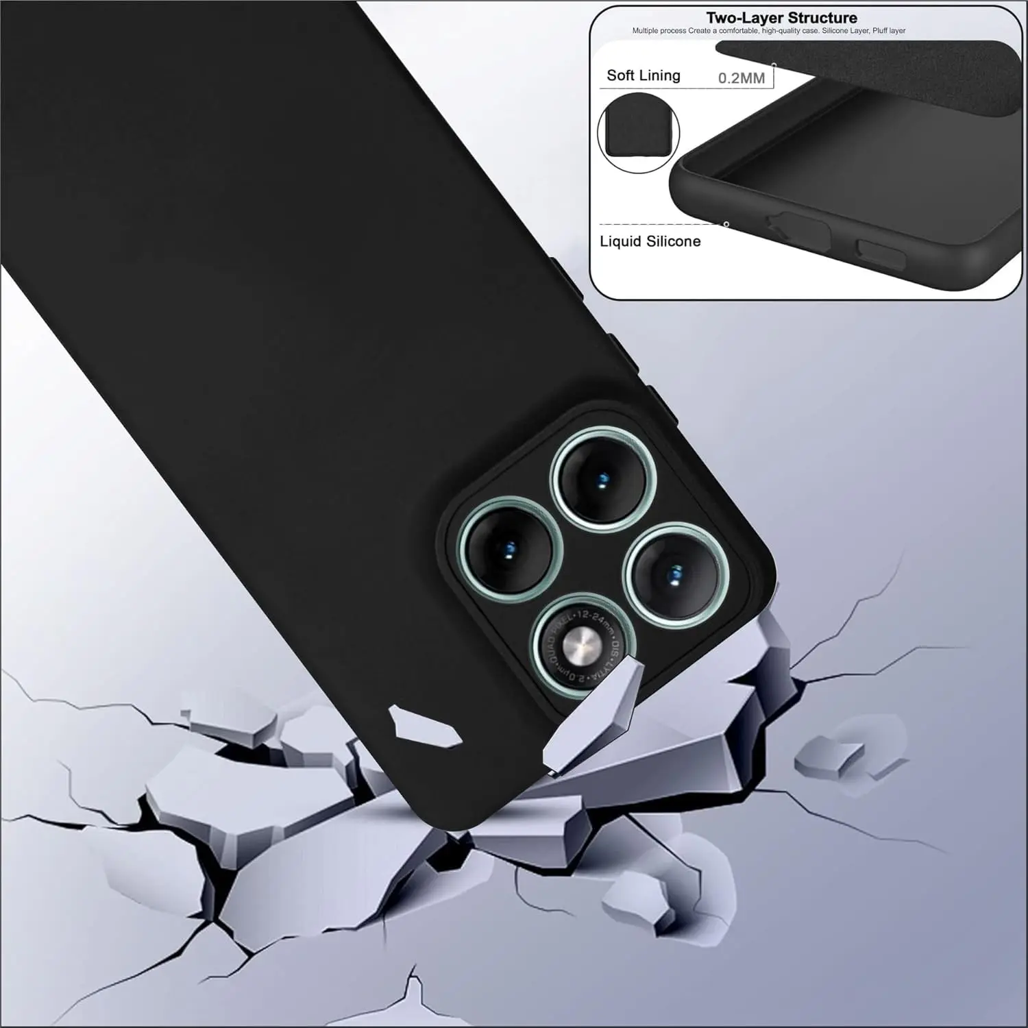 Motorola Edge 70 Fusion Hoesje Dun TPU Back Cover Matte Zwart afbeelding 4